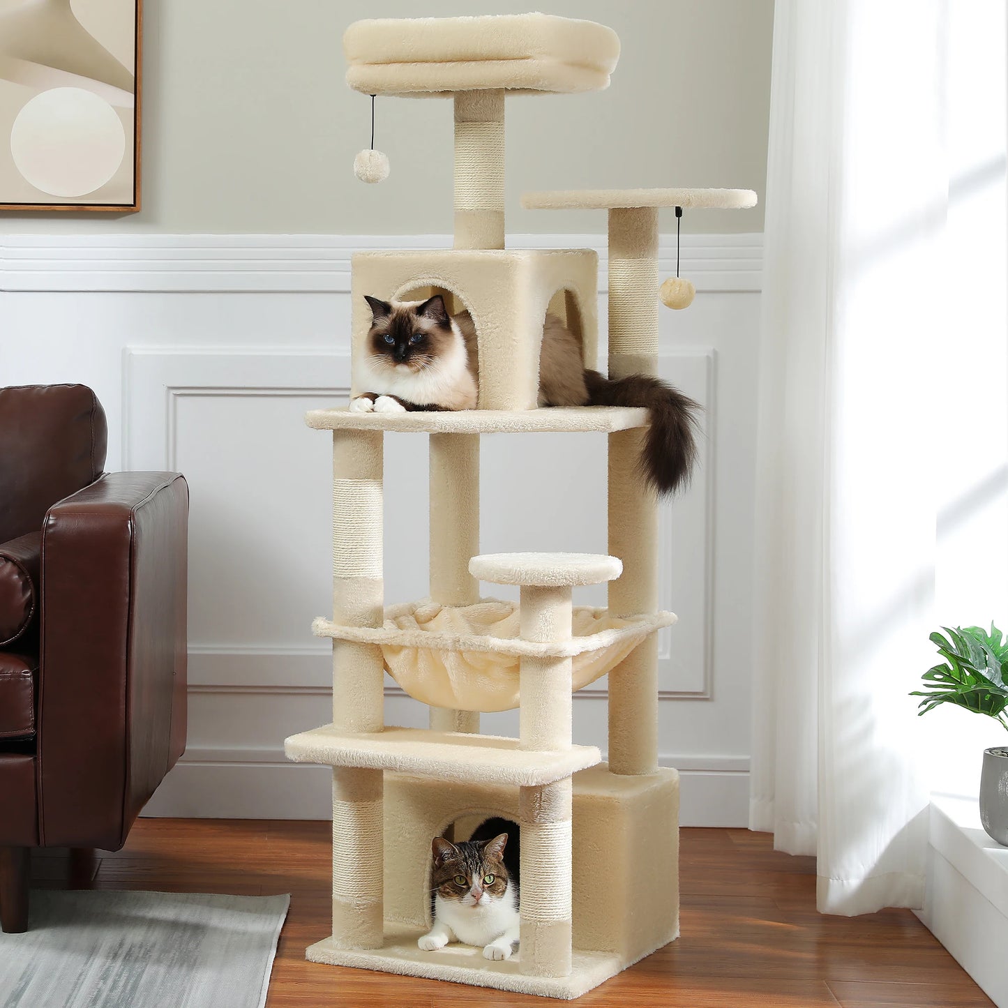 PEQULTICN Six Level Cat Tree Tower Cozy Hammock And Perches