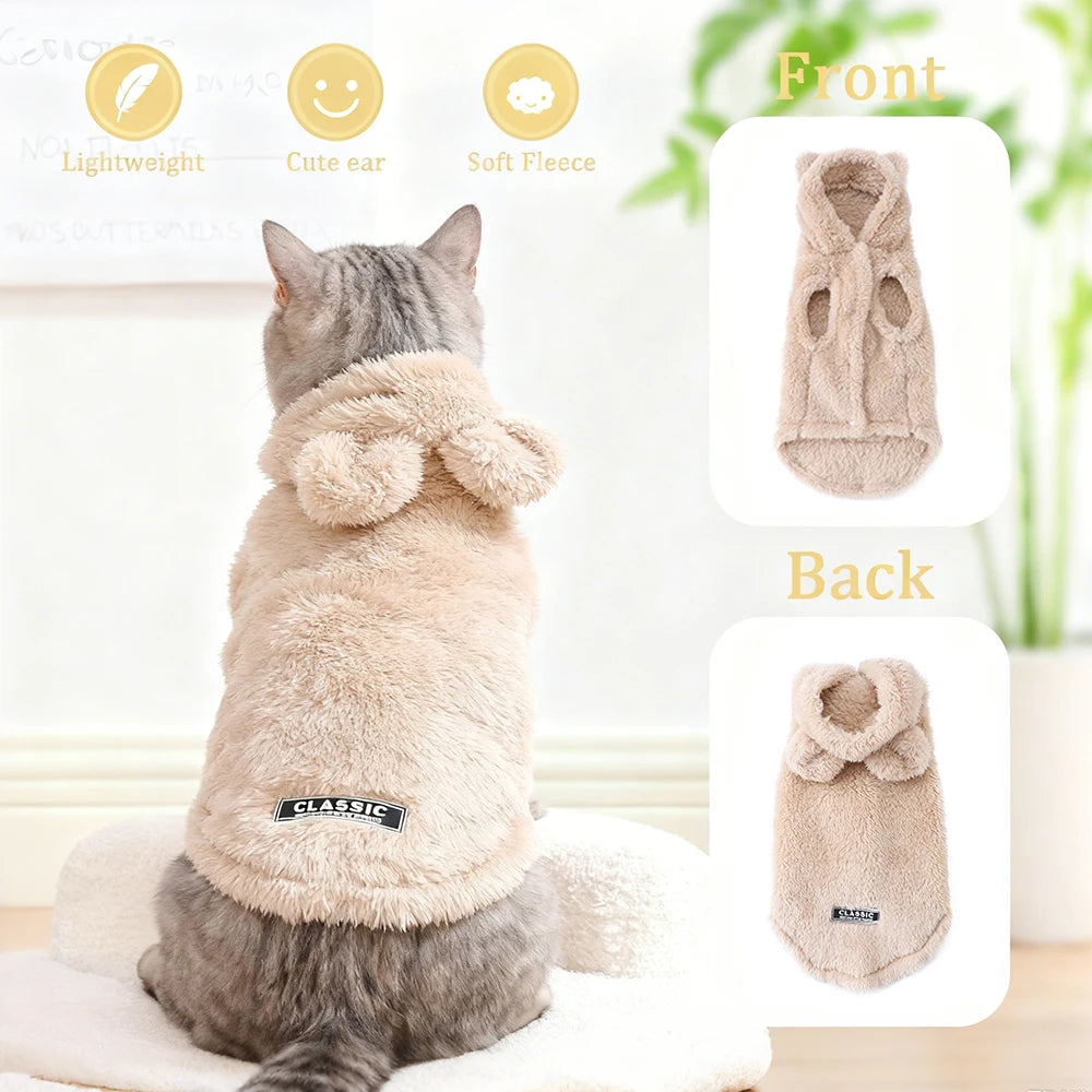 Holapet Winter Fleece Hooded Pet Coat for Small Dogs and Cats