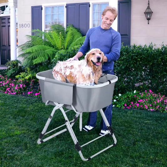 Dog Litter Elevated Dog Bath Tubs Foldable Adjustable Bathing Station