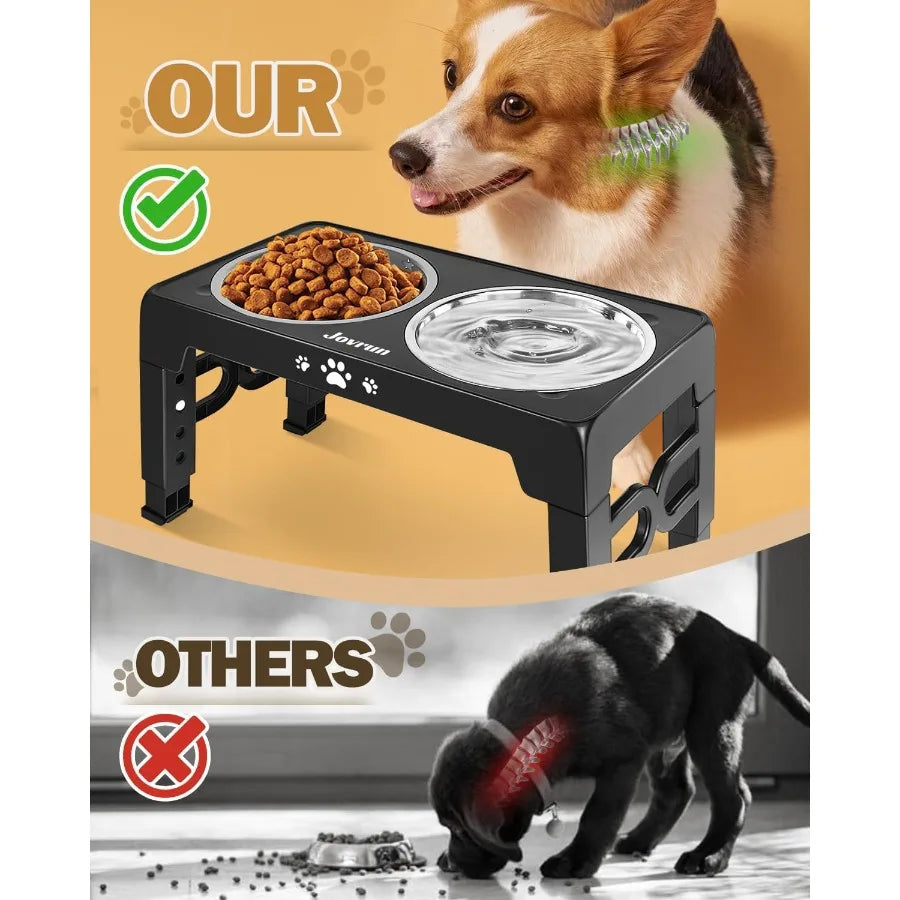 High Concerned Elevated Dog Feeder With Stainless Steel Bowls