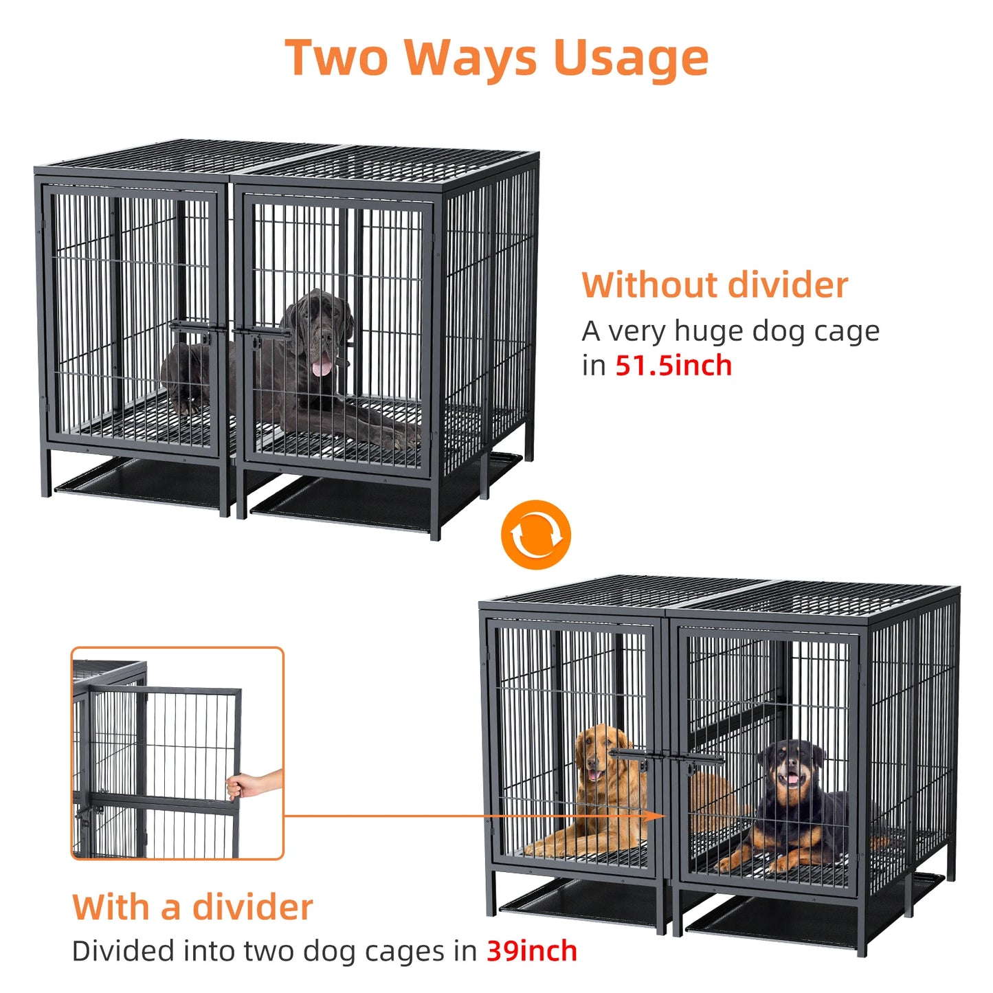 Borwarth Heavy Duty Dog Crate With Removable Divider Panel