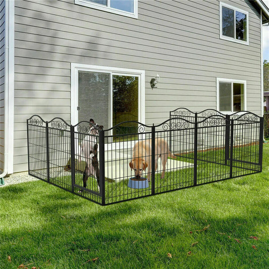 BORWARTH Heavy Duty Dog Playpen 8-Panel Metal Fence With Door