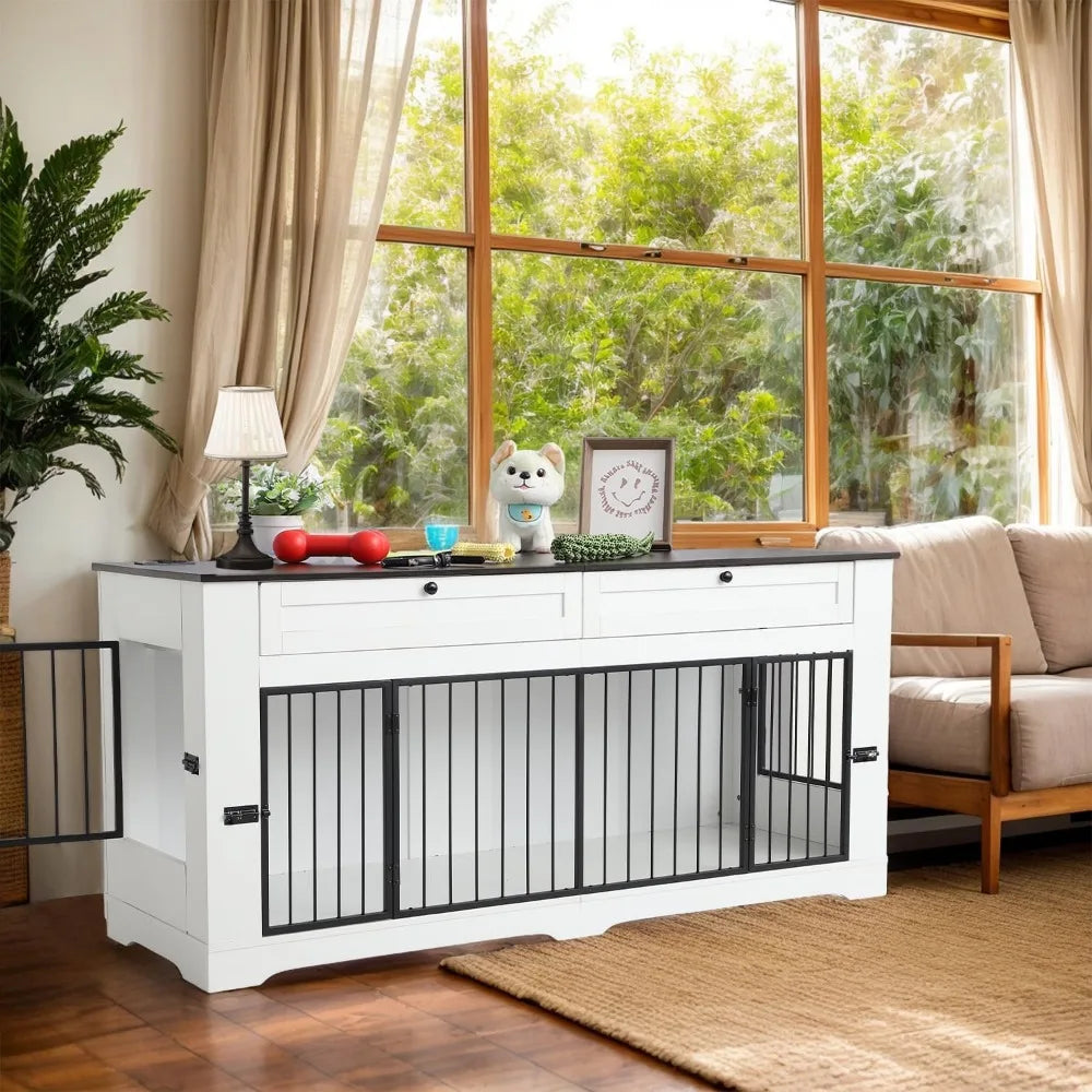 High-Concerning Dog Crate Furniture End Table Chewproof Charging Station