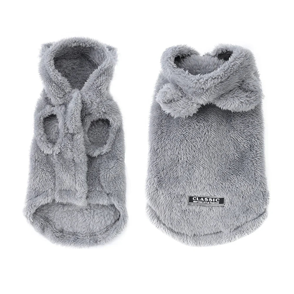 Holapet Winter Fleece Hooded Pet Coat for Small Dogs and Cats