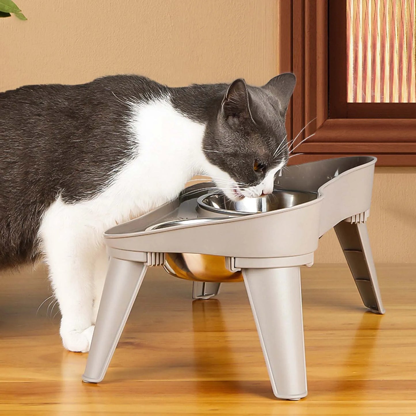 Stainless Steel Elevated Pet Bowl For Dogs And Cats