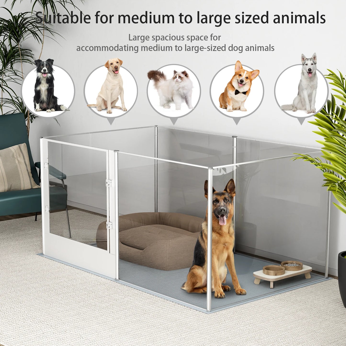 BINGOPAW Acrylic Dog Playpen Fence For Safe Pet Containment