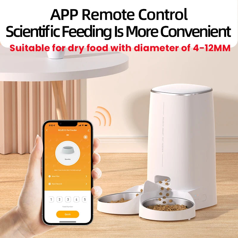 ROJECO Automatic Cat Feeder WiFi Smart Food Dispenser