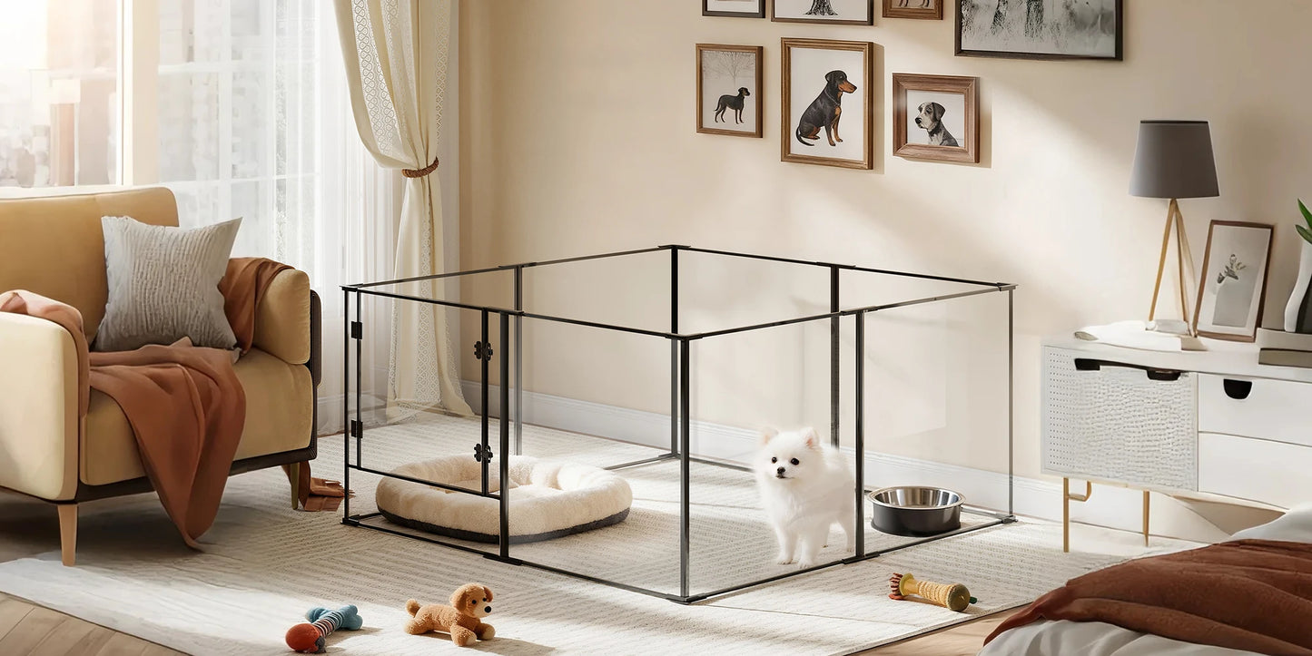 BORWAR Premium Acrylic Aluminum Pet Playpen Enclosure With Full Visibility