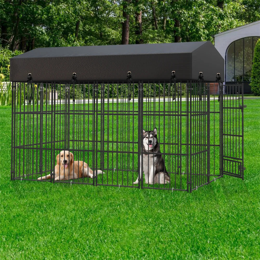 BORWARTH Heavy Duty Large Dog Kennel Welded Roofed Run Enclosure