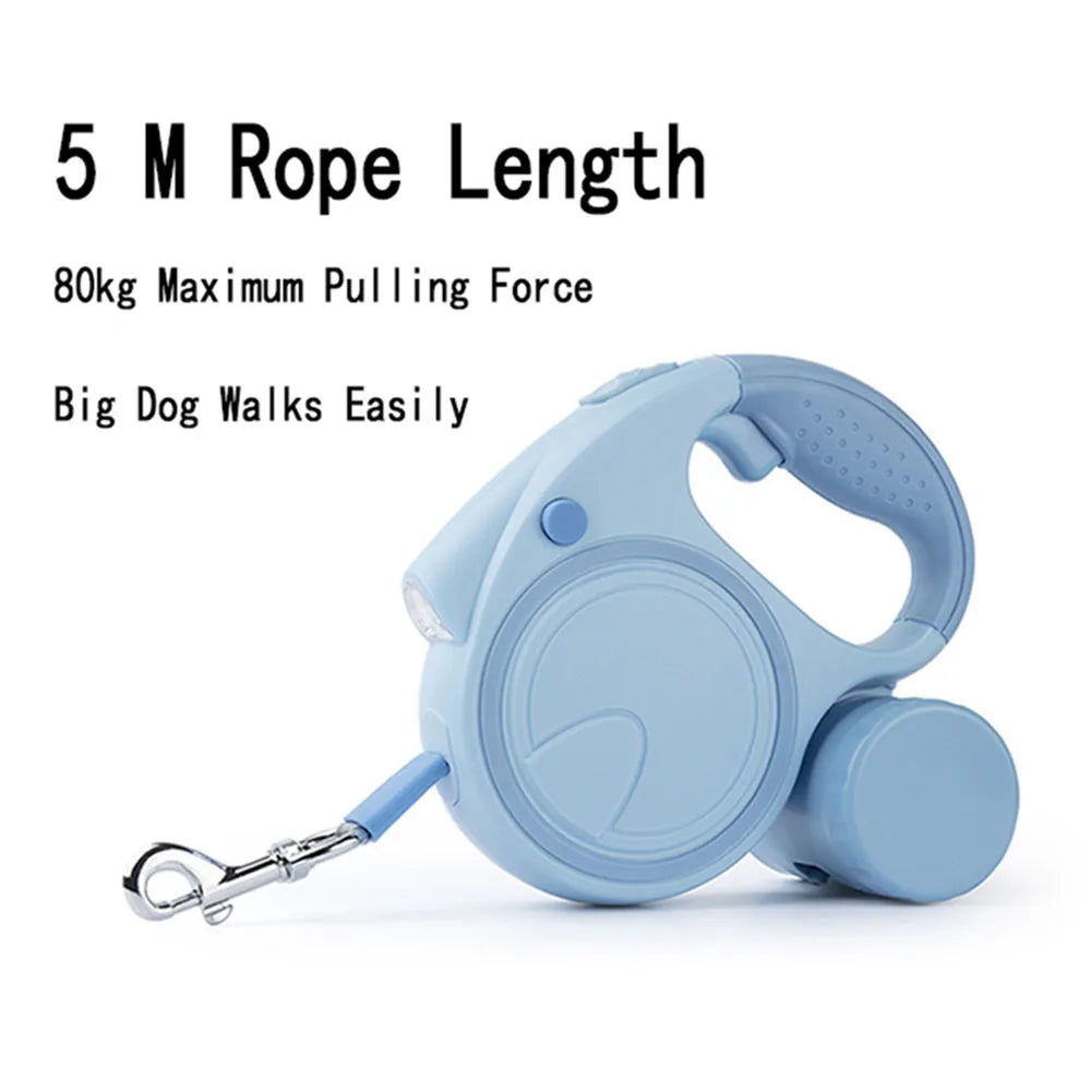 Retractable Dog Leash With LED Lights And Garbage Bag