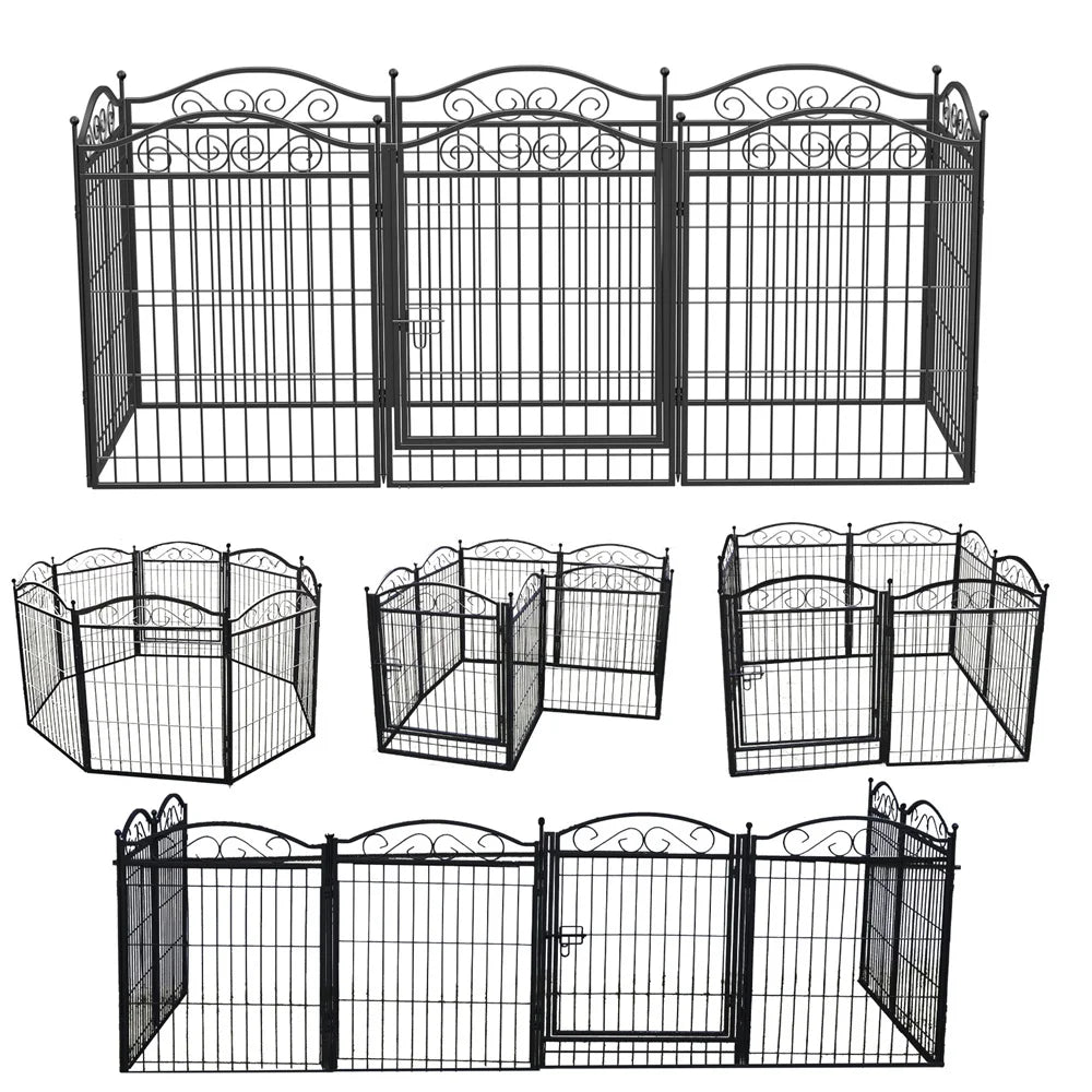 BORWARTH Heavy Duty Dog Playpen 8-Panel Metal Fence With Door