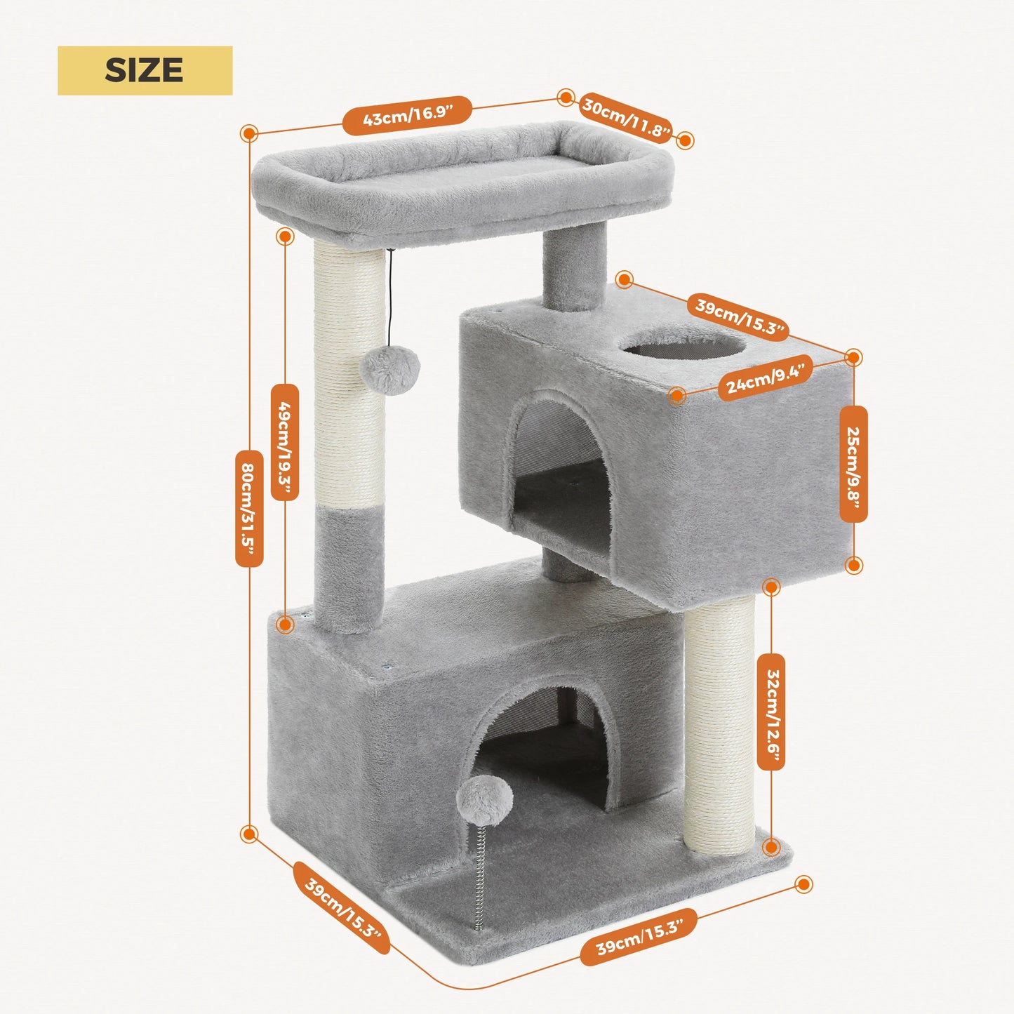 Pawz Road Multi-Level Indoor Cat Tree With Spacious Condos And Scratching Pad