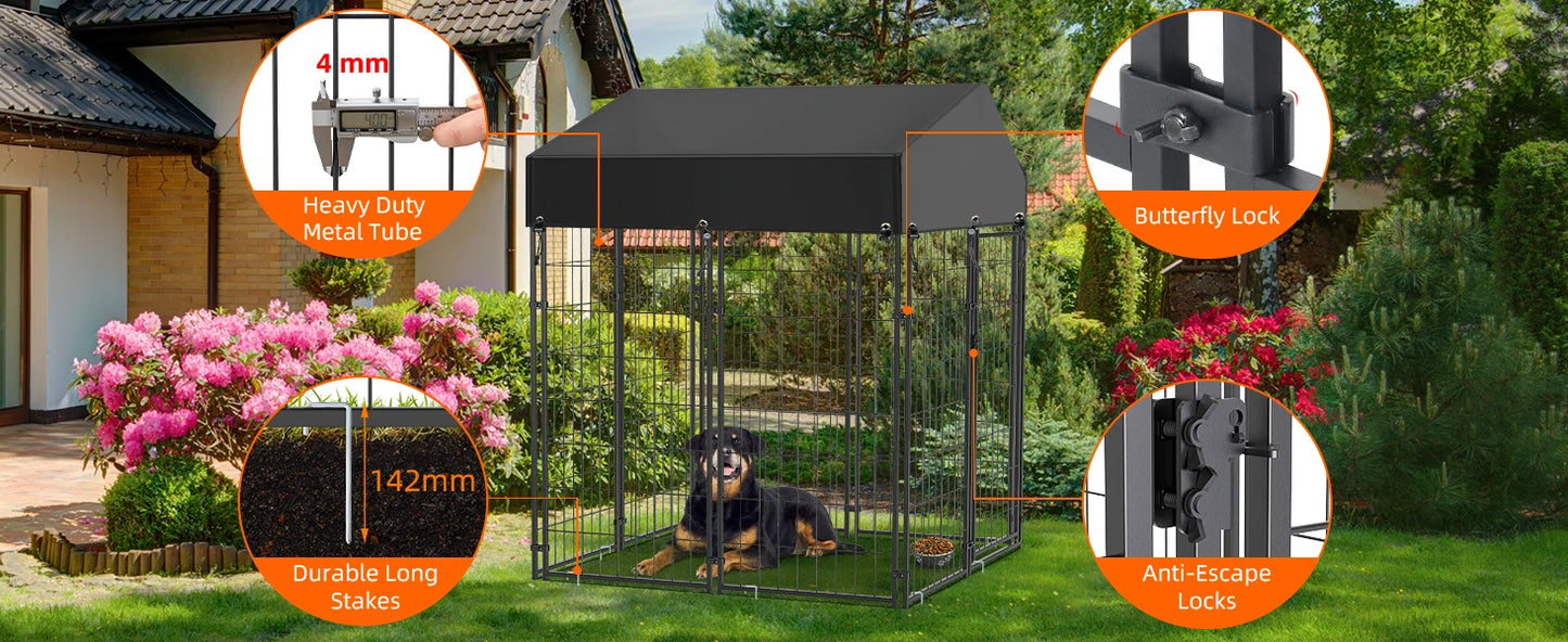 BORWARTH Heavy Duty Large Dog Kennel Welded Roofed Run Enclosure