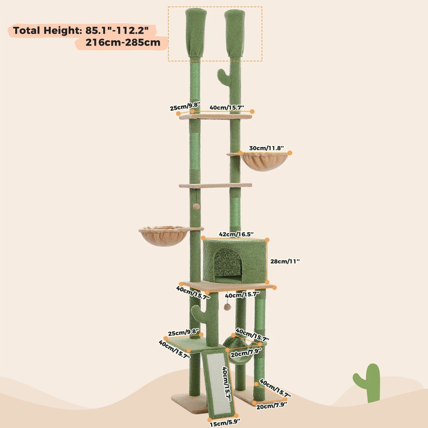 PAWZ Road Floor To Ceiling Cat Tree With Sisal Posts