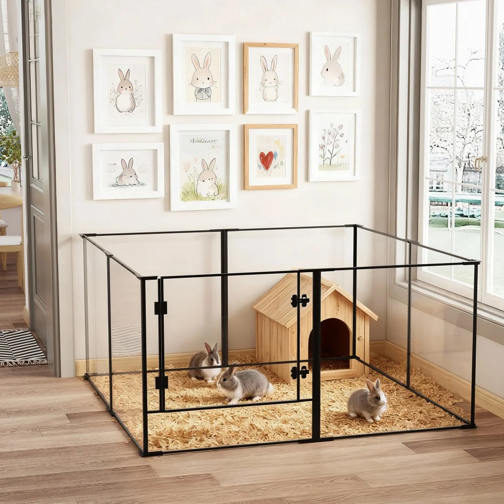 BORWAR Premium Acrylic Aluminum Pet Playpen Enclosure With Full Visibility