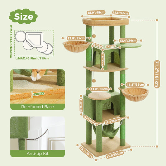 PEQULTICN Luxury Cat Tree With Sisal Scratching Posts And Condo