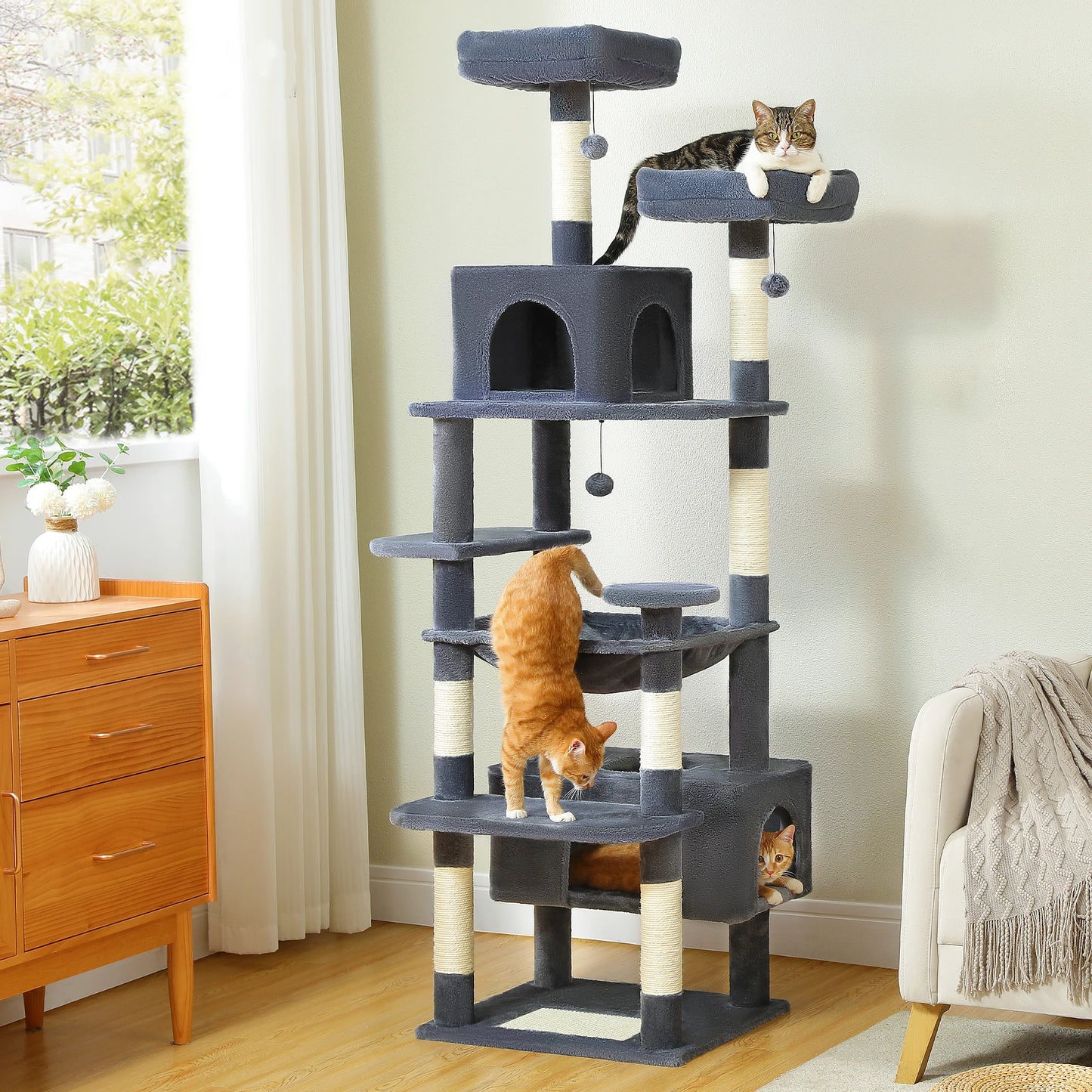 PEQULTICN Multi Level Cat Tree Tower With Scratching Posts