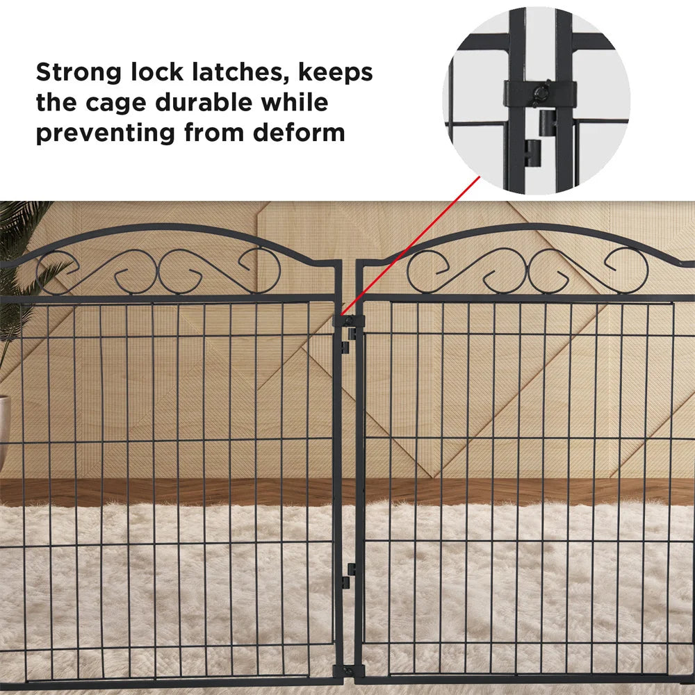 BORWARTH Heavy Duty Dog Playpen 8-Panel Metal Fence With Door