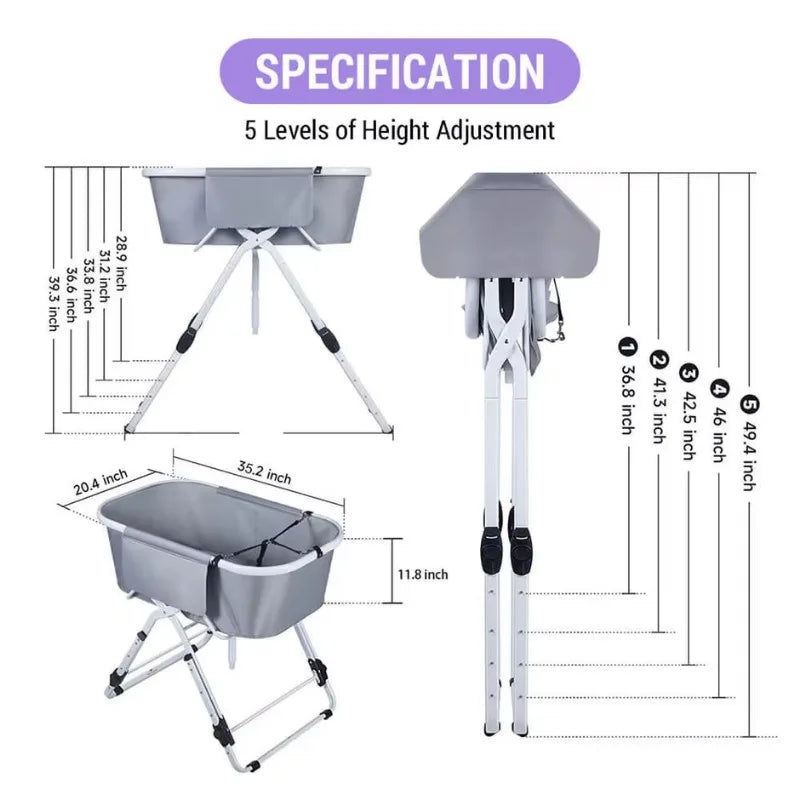 Dog Litter Elevated Dog Bath Tubs Foldable Adjustable Bathing Station