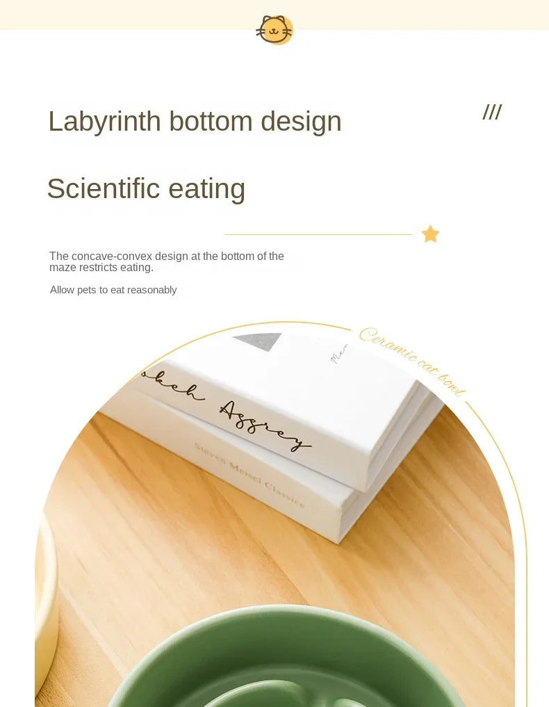 Ceramic Slow Feeder Pet Bowl for Dogs and Cats Universal