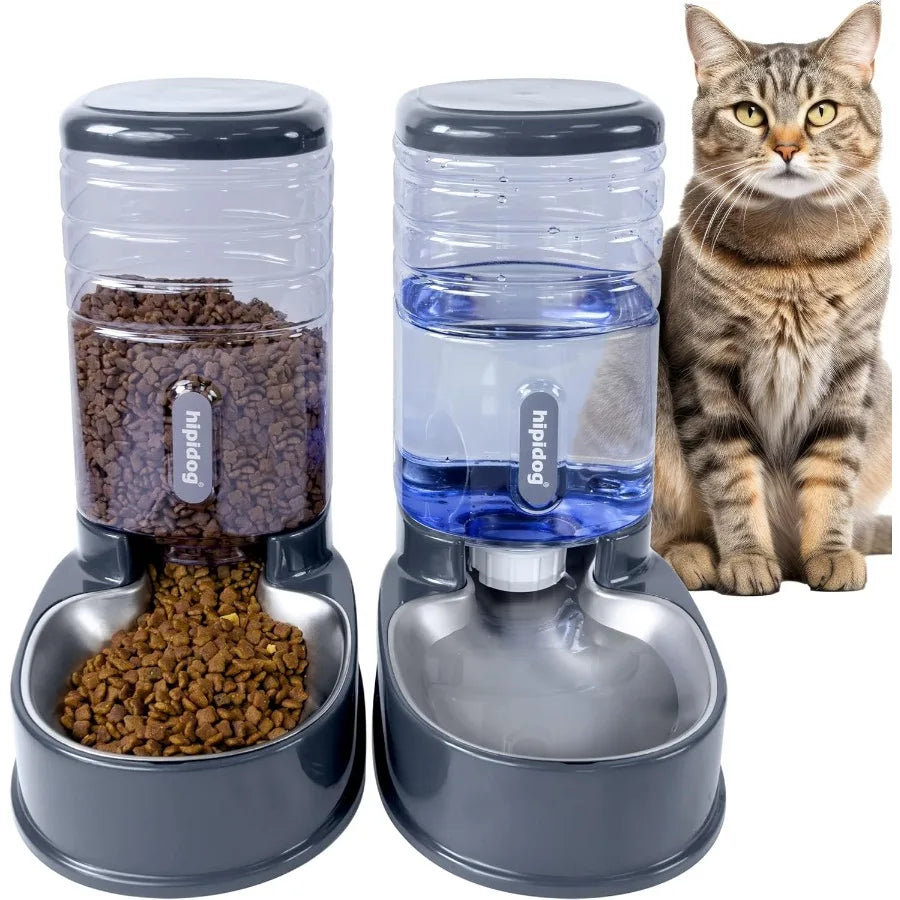 High Concerned Automatic Pet Feeder Water Dispenser Stainless Steel Bowls