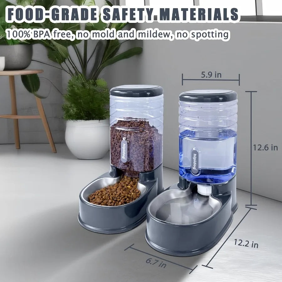 High Concerned Automatic Pet Feeder Water Dispenser Stainless Steel Bowls