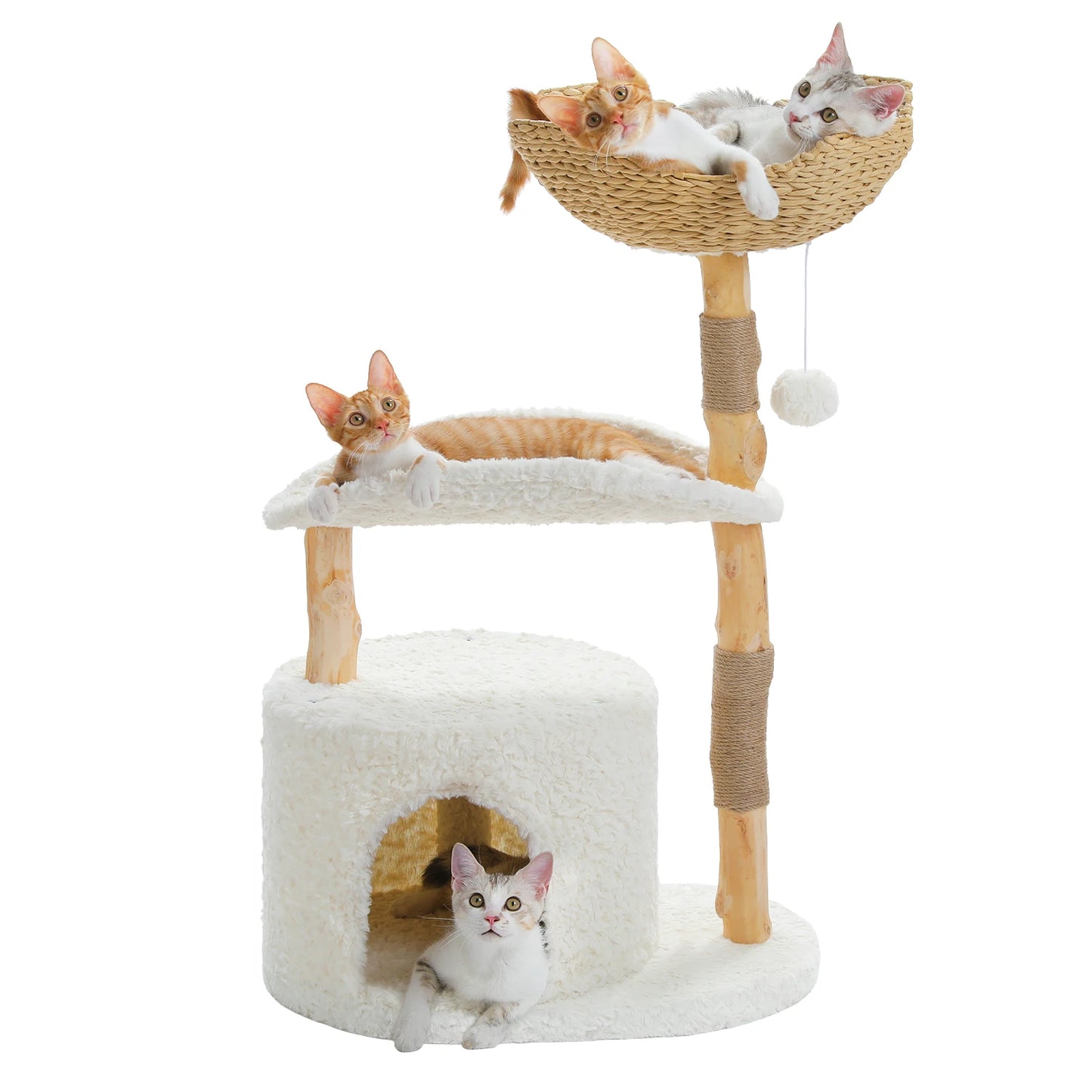 PAWZ Road Modern Cat Tree Tower With Solid Wood Posts