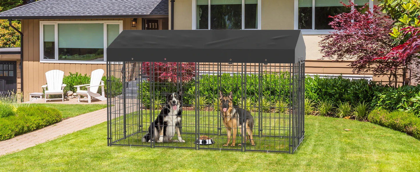 BORWARTH Heavy Duty Large Dog Kennel Welded Roofed Run Enclosure