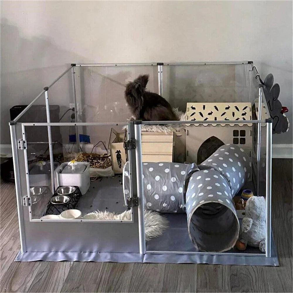 BORWAR Dog Playpen Acrylic Enclosure With Waterproof Pad For Pets