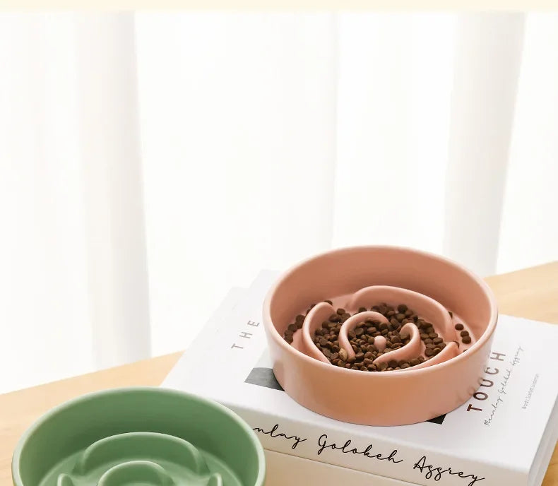 Ceramic Slow Feeder Pet Bowl for Dogs and Cats Universal