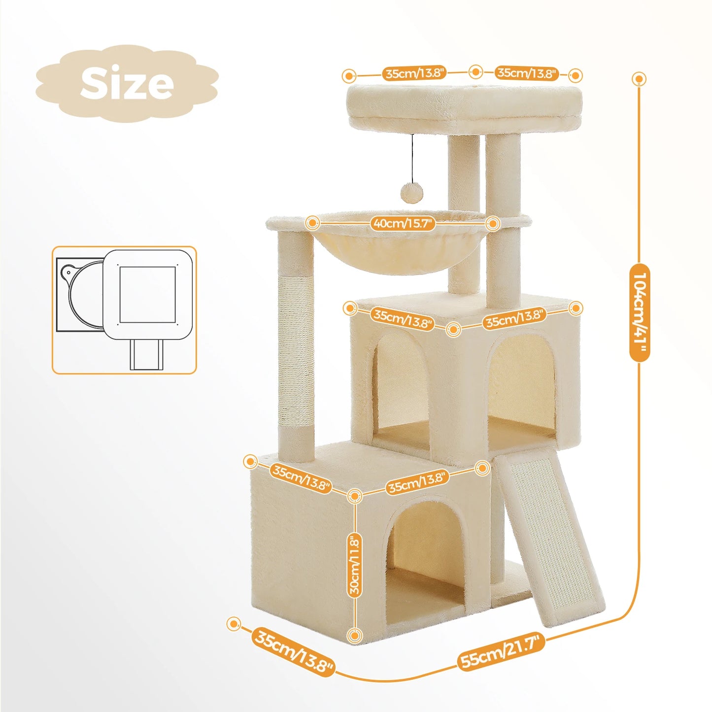 Pawz Road Multi-Level Indoor Cat Tree With Spacious Condos And Scratching Pad