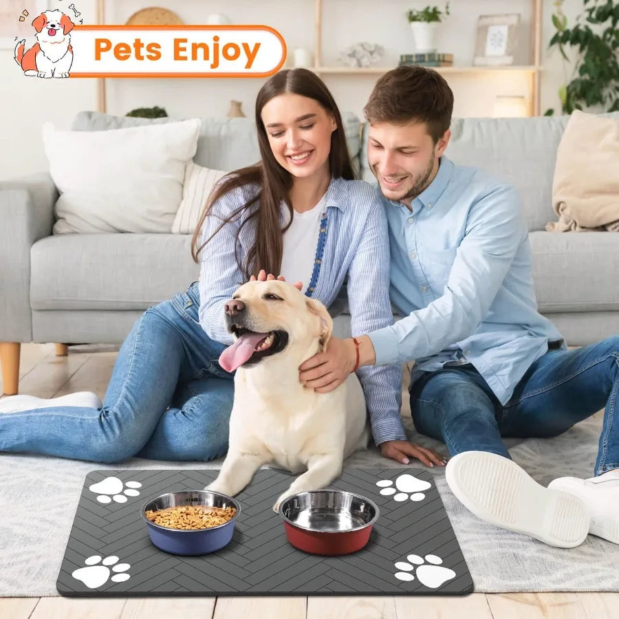 High-Concerned Absorbent Pet Feeding Mat With Waterproof Backing