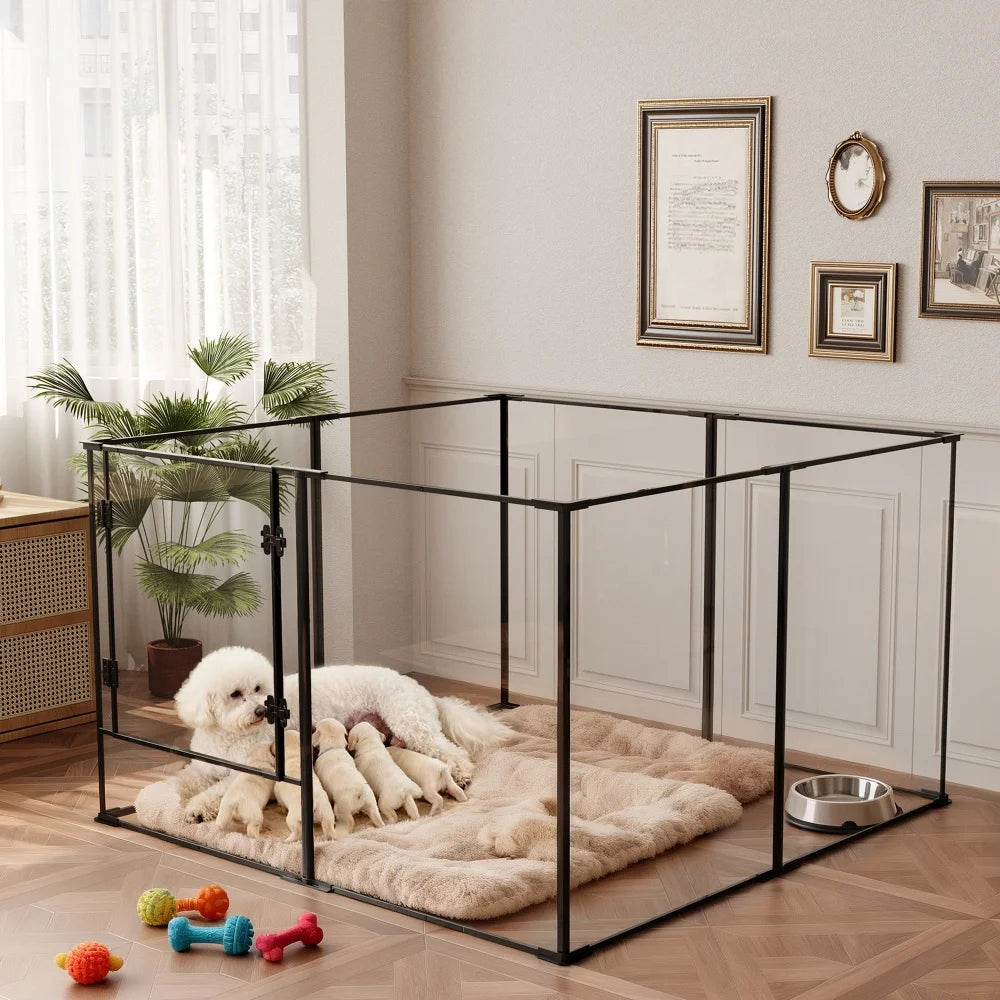 BORWAR Premium Acrylic Aluminum Pet Playpen Enclosure With Full Visibility