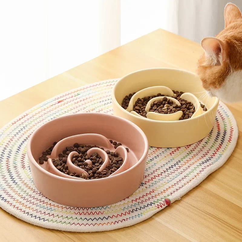 Ceramic Slow Feeder Pet Bowl for Dogs and Cats Universal