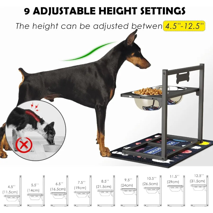 High-Concerned Dog Bowl Stand With Stainless Steel Slow Feeder Bowls