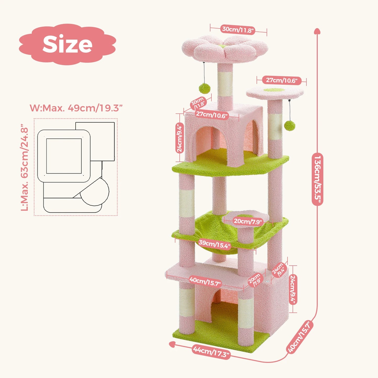 PEQULTICN Six Level Cat Tree Tower Cozy Hammock And Perches