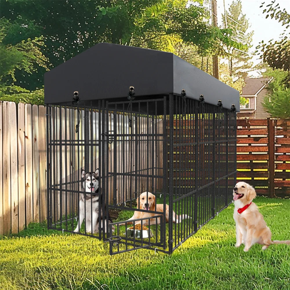 BORWARTH Heavy Duty Large Dog Kennel Welded Roofed Run Enclosure