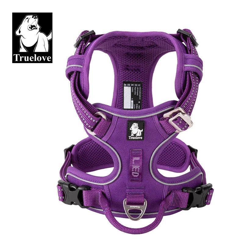 TRUELOVCN Reflective Nylon Dog Harness No Pull Adjustable