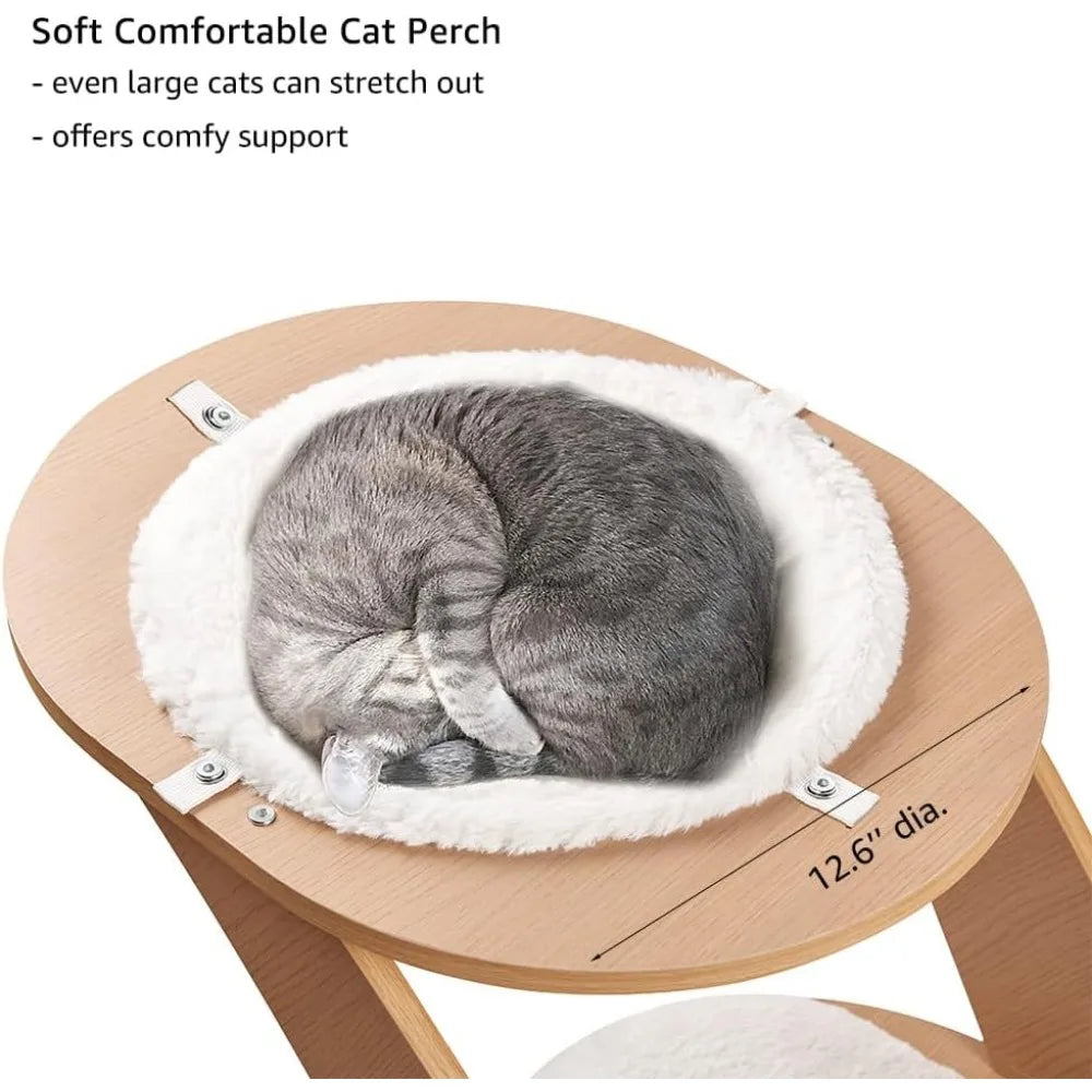 Indoor Wooden Cat Tower for Large Cats with Scratching Post