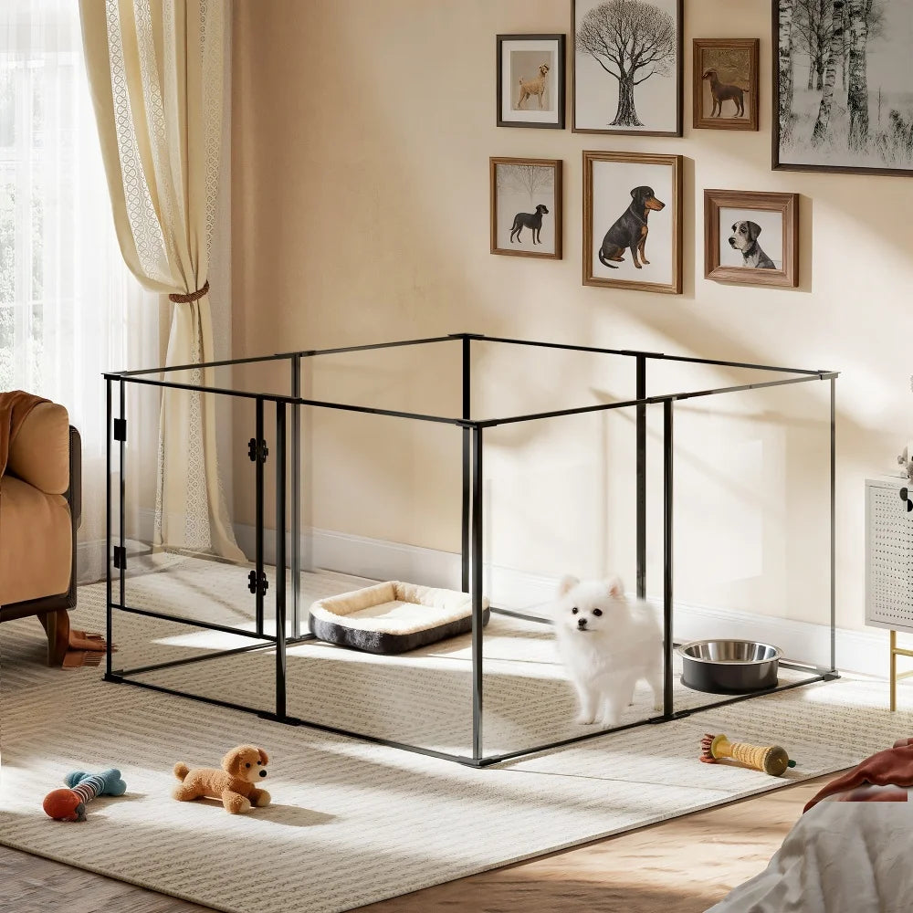 BORWAR Premium Acrylic Aluminum Pet Playpen Enclosure With Full Visibility
