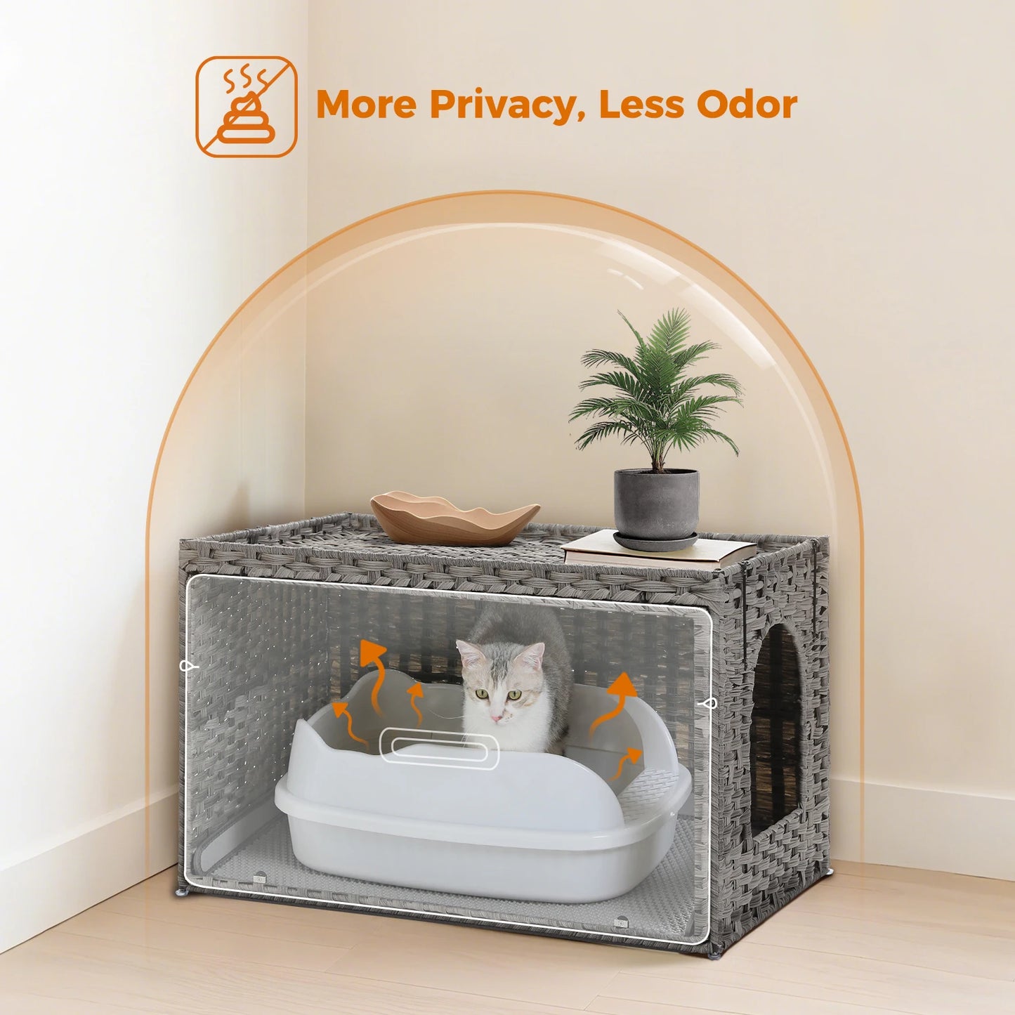PAWZ Road Rattan Cat Litter Box Enclosure With Door