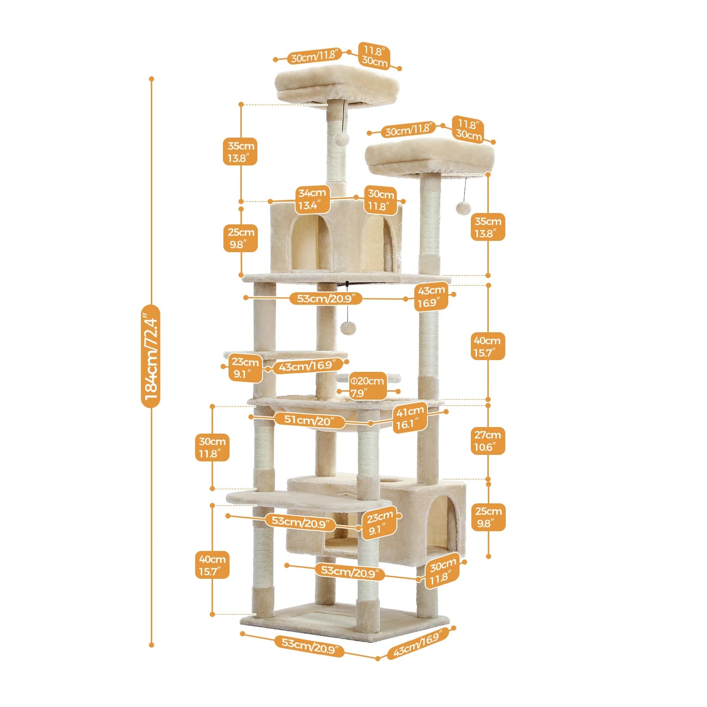 PEQULTICN Multi Level Cat Tree Tower With Scratching Posts