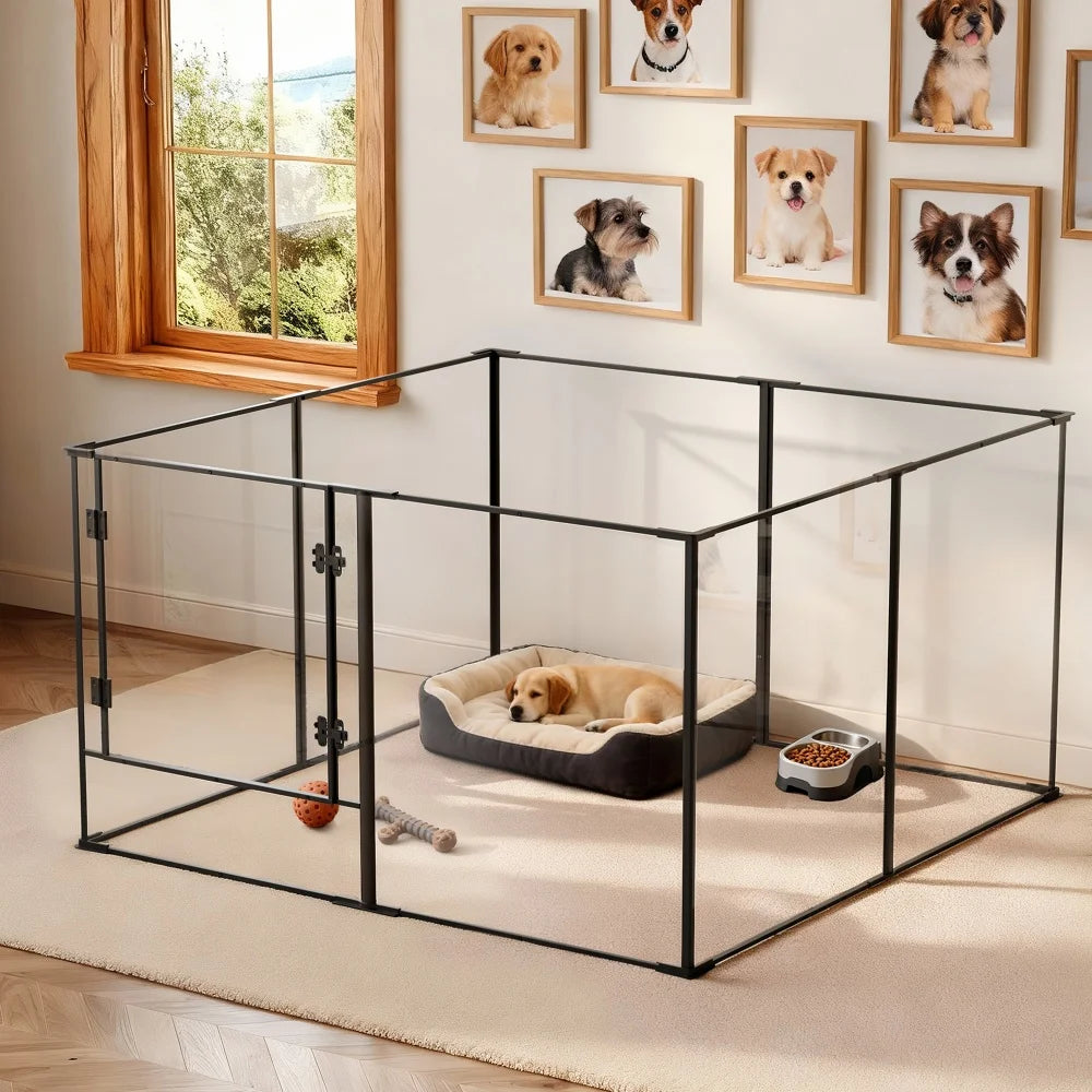 BORWAR Premium Acrylic Aluminum Pet Playpen Enclosure With Full Visibility