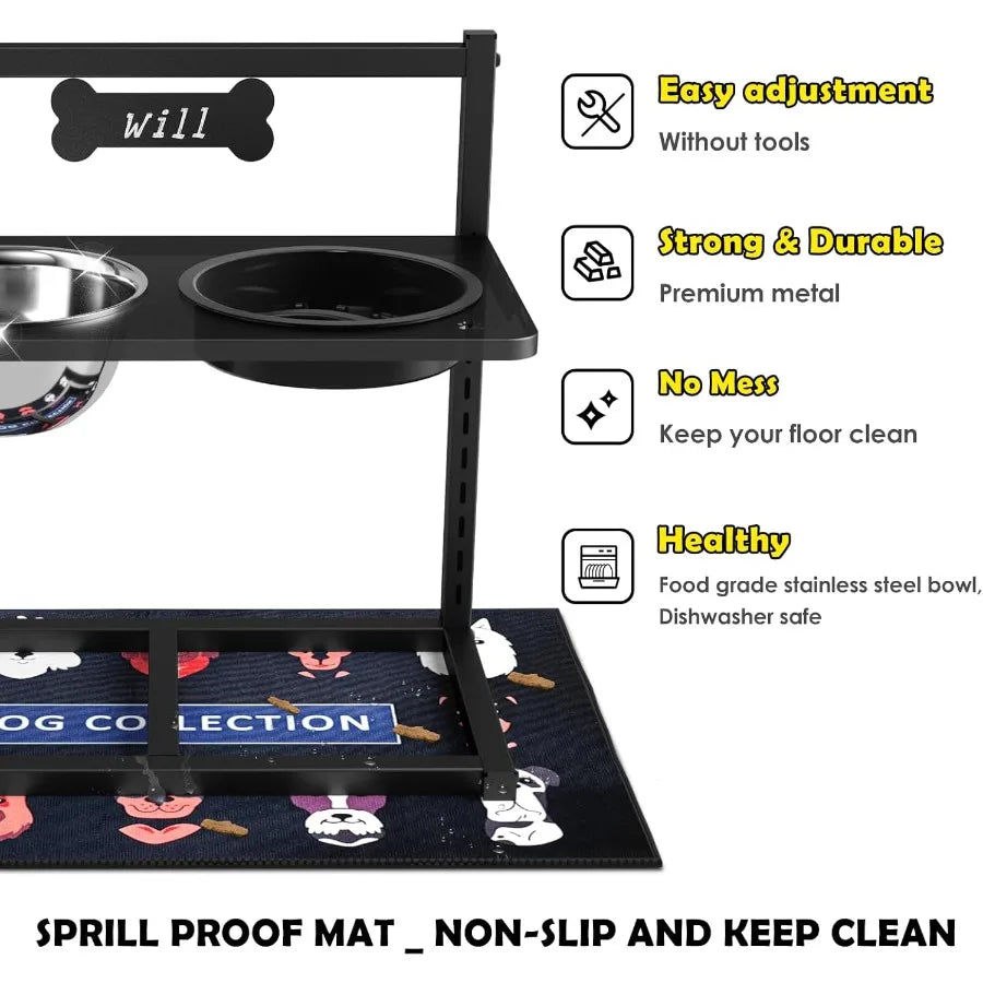 High-Concerned Dog Bowl Stand With Stainless Steel Slow Feeder Bowls