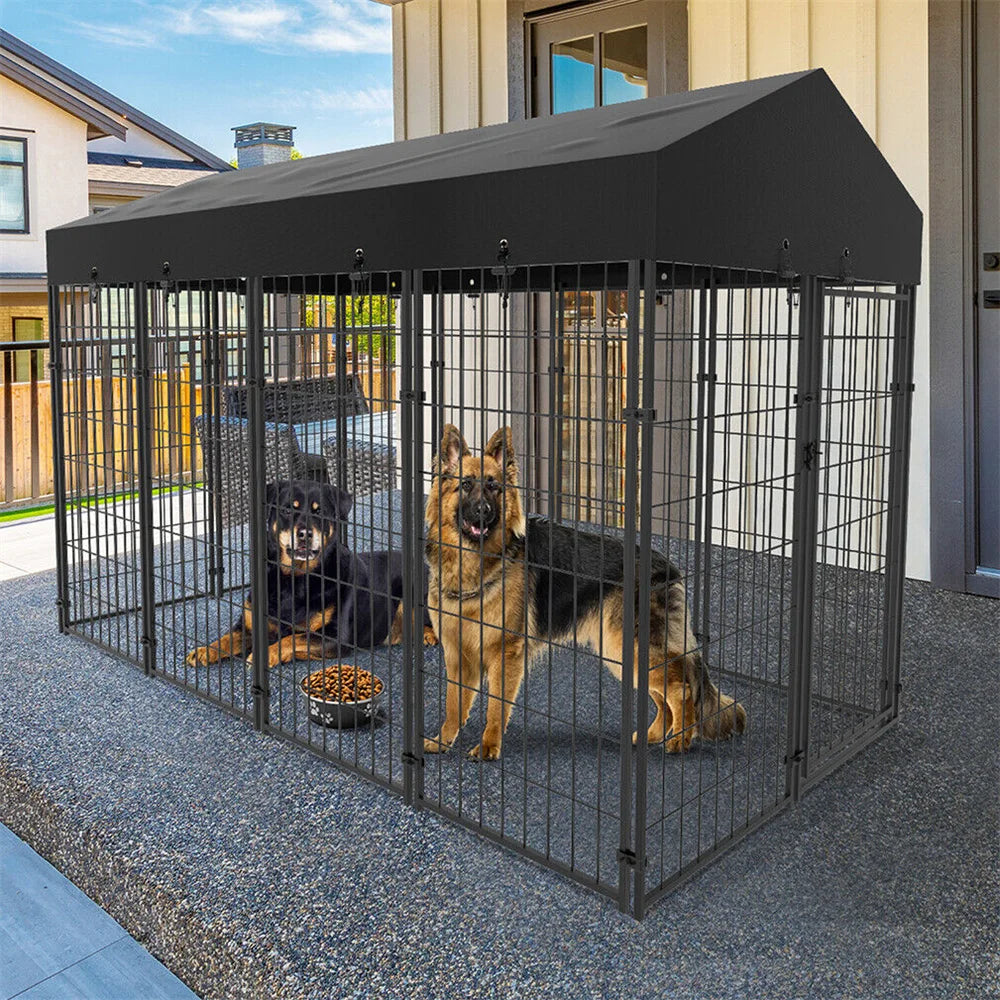 BORWARTH Heavy Duty Large Dog Kennel Welded Roofed Run Enclosure