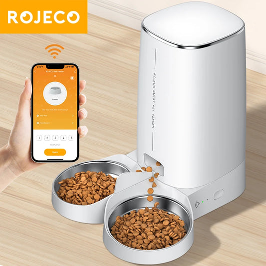 ROJECO Automatic Cat Feeder WiFi Smart Food Dispenser