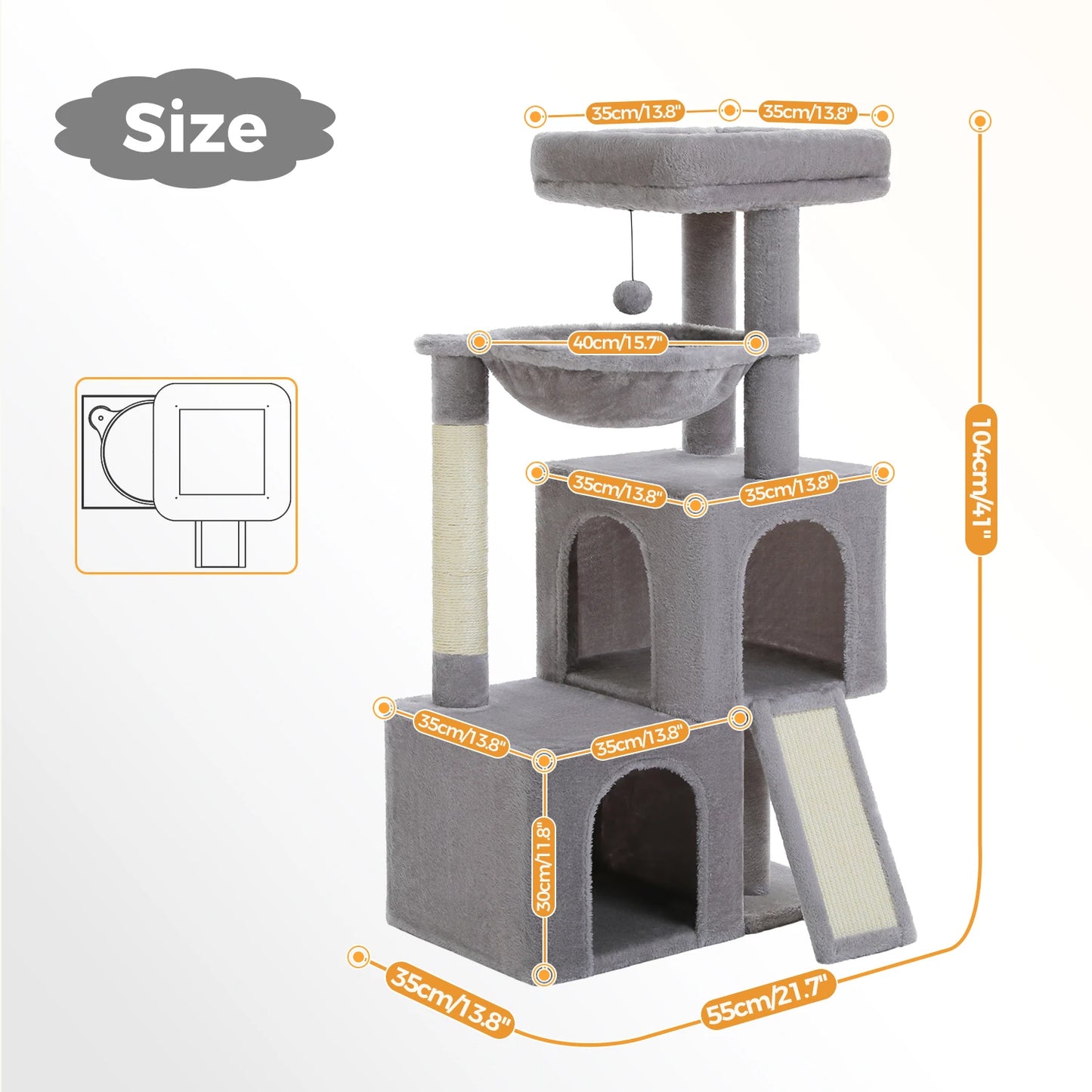 Pawz Road Multi-Level Indoor Cat Tree With Spacious Condos And Scratching Pad