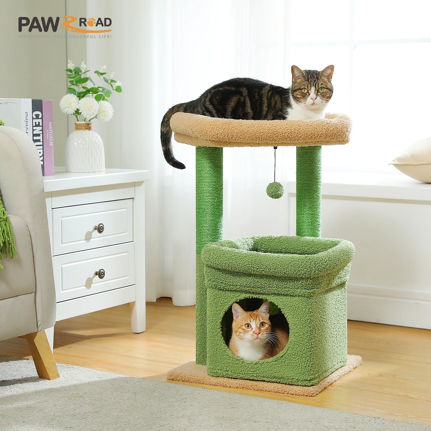 PEQULTICN Cat Tree Tower With Cozy Condo And Top Perch