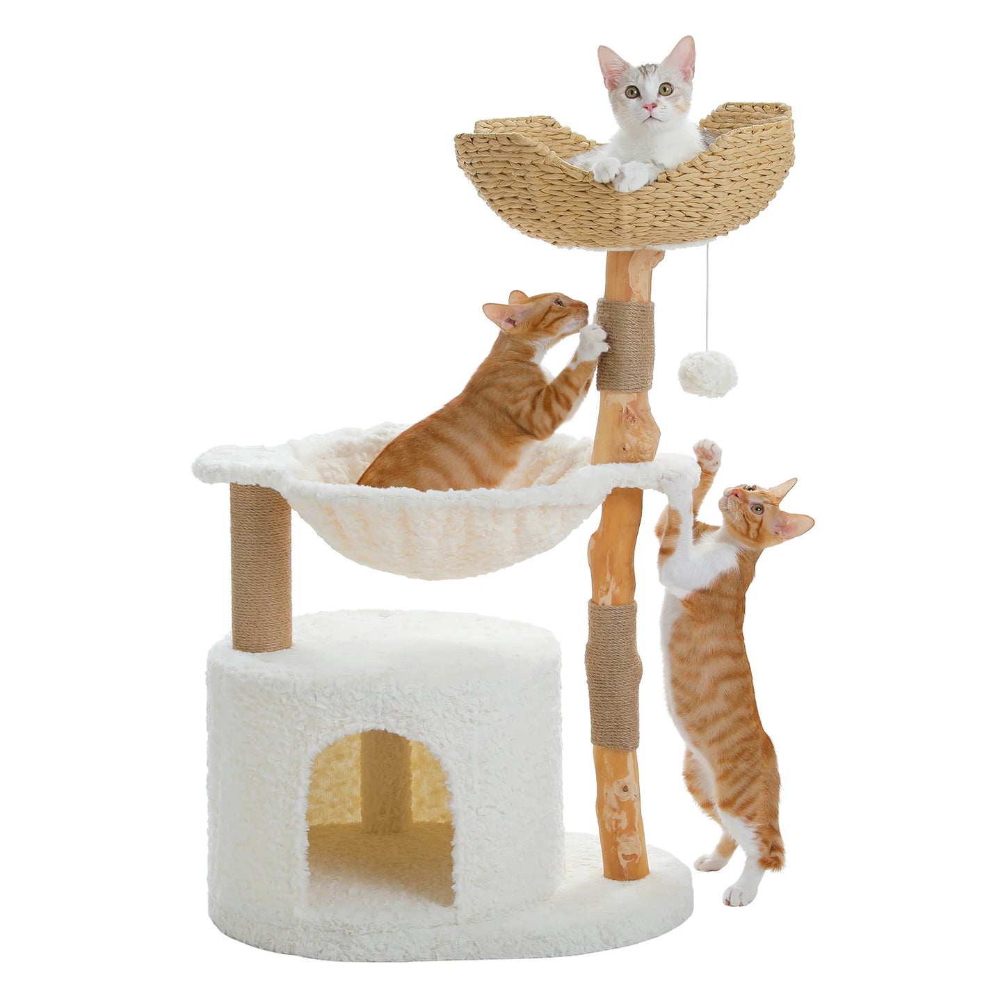 PAWZ Road Modern Cat Tree Tower With Solid Wood Posts