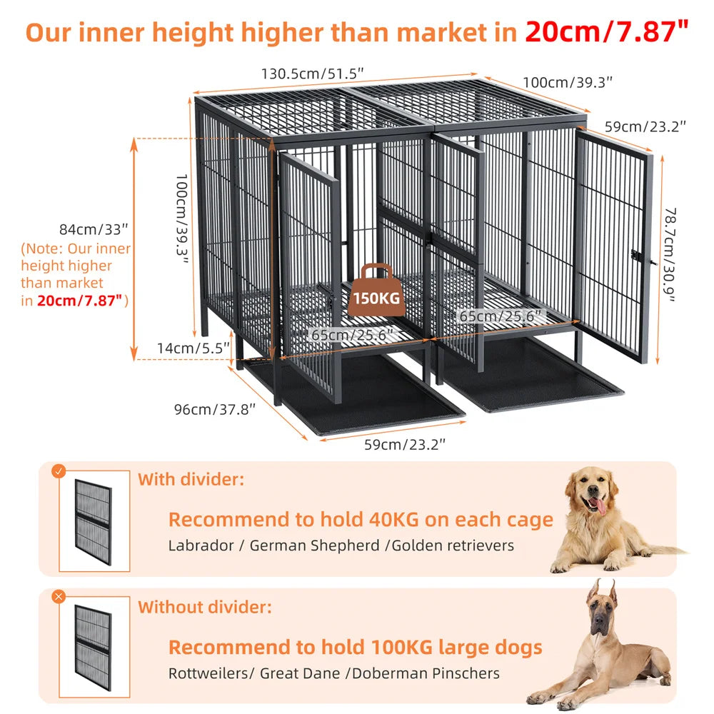 Borwarth Heavy Duty Dog Crate With Removable Divider Panel